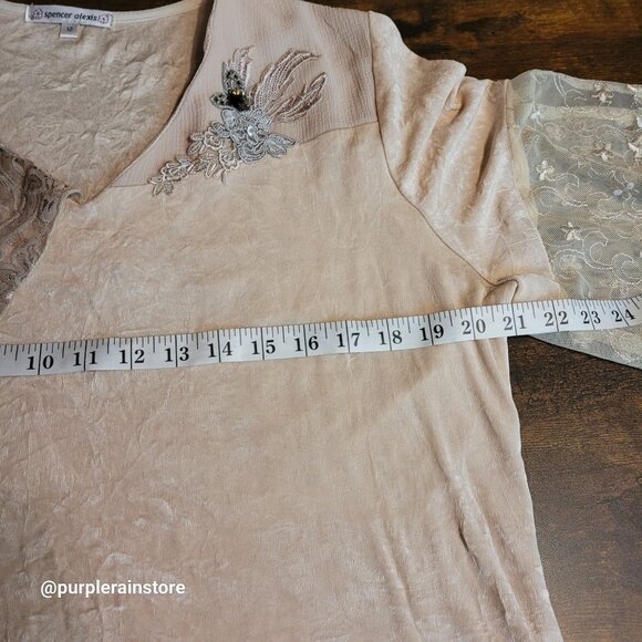 Vtg Spencer Alexis Ethereal Top Skirt Set Sz 12 Floral Chiffon Lace Coquette - Picture 13 of 14